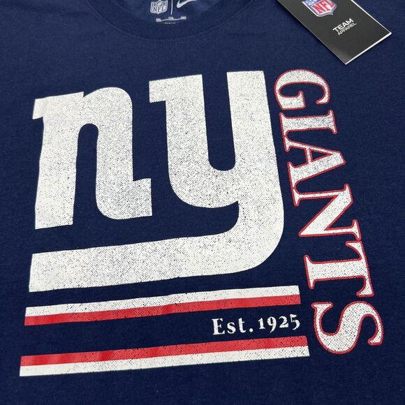 NEW XXL New York Giants Nike Men’s Navy Wordmark Logo Tri-Blend Shirt Blue - Picture 5 of 9